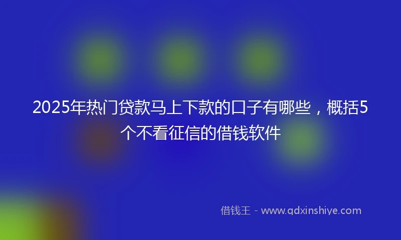 2025年热门贷款马上下款的口子有哪些，概括5个不看征信的借钱软件