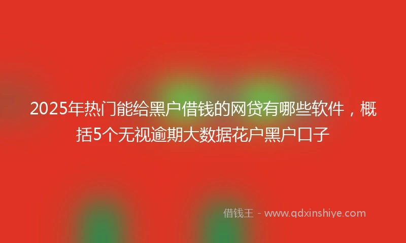 2025年热门能给黑户借钱的网贷有哪些软件，概括5个无视逾期大数据花户黑户口子