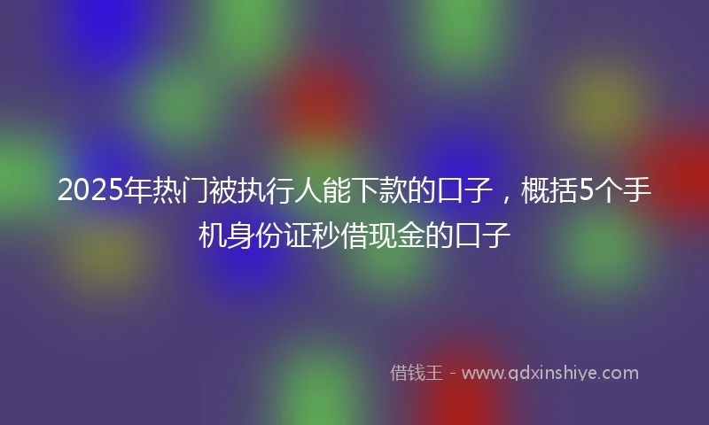 2025年热门被执行人能下款的口子，概括5个手机身份证秒借现金的口子