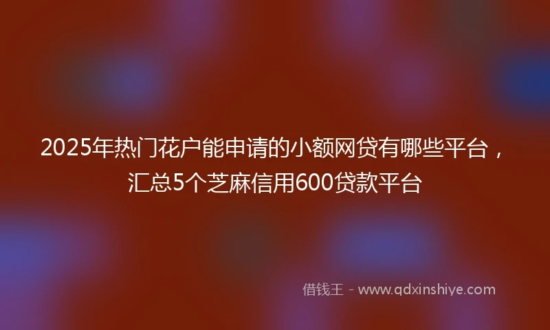 2025年热门花户能申请的小额网贷有哪些平台，汇总5个芝麻信用600贷款平台