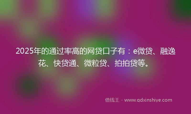 2025年的通过率高的网贷口子有：e微贷、融逸花、快贷通、微粒贷、拍拍贷等。