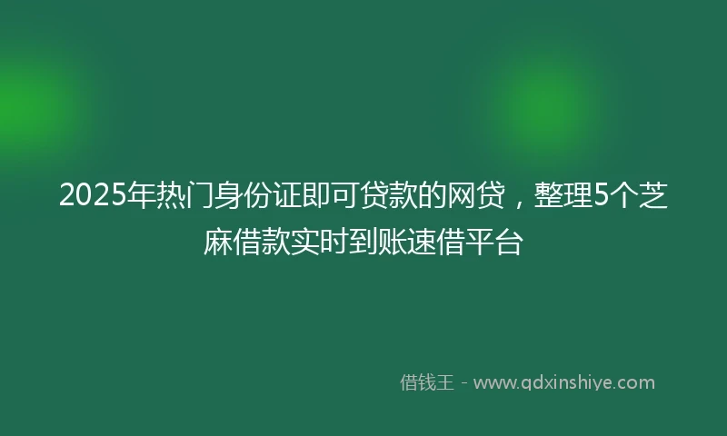 2025年热门身份证即可贷款的网贷，整理5个芝麻借款实时到账速借平台
