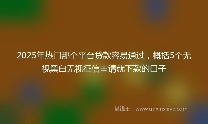 2025年热门那个平台贷款容易通过，概括5个无视黑白无视征信申请就下款的口子