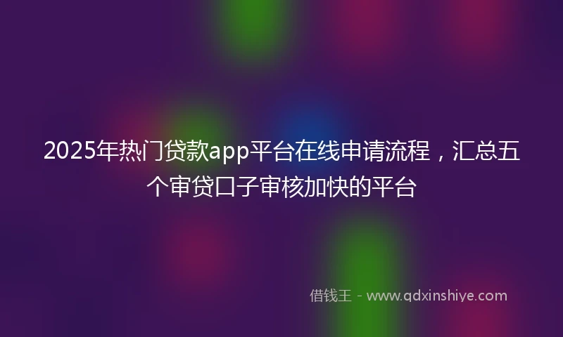 2025年热门贷款app平台在线申请流程，汇总五个审贷口子审核加快的平台