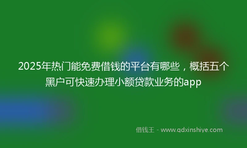2025年热门能免费借钱的平台有哪些，概括五个黑户可快速办理小额贷款业务的app