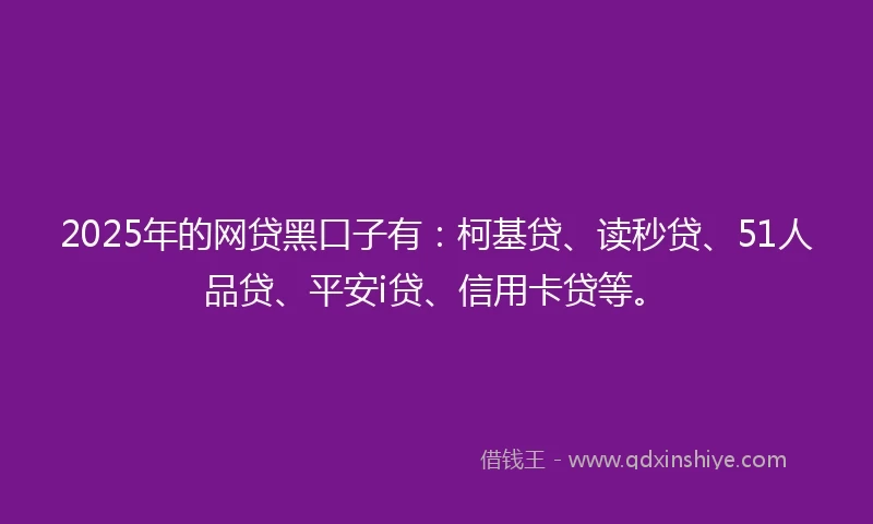 2025年的网贷黑口子有：柯基贷、读秒贷、51人品贷、平安i贷、信用卡贷等。