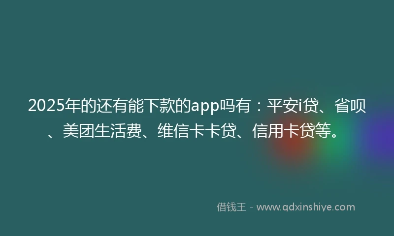2025年的还有能下款的app吗有：平安i贷、省呗、美团生活费、维信卡卡贷、信用卡贷等。