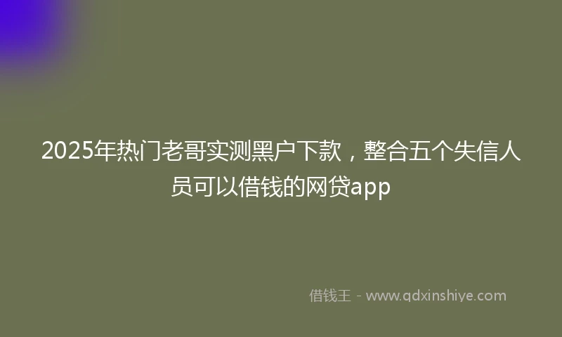 2025年热门老哥实测黑户下款，整合五个失信人员可以借钱的网贷app