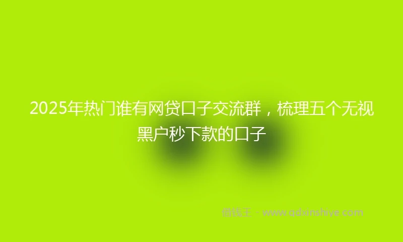 2025年热门谁有网贷口子交流群，梳理五个无视黑户秒下款的口子