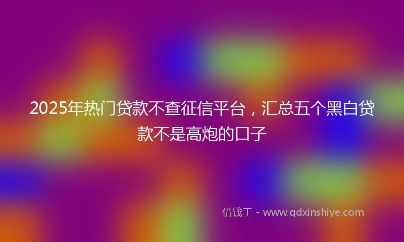 2025年热门贷款不查征信平台，汇总五个黑白贷款不是高炮的口子