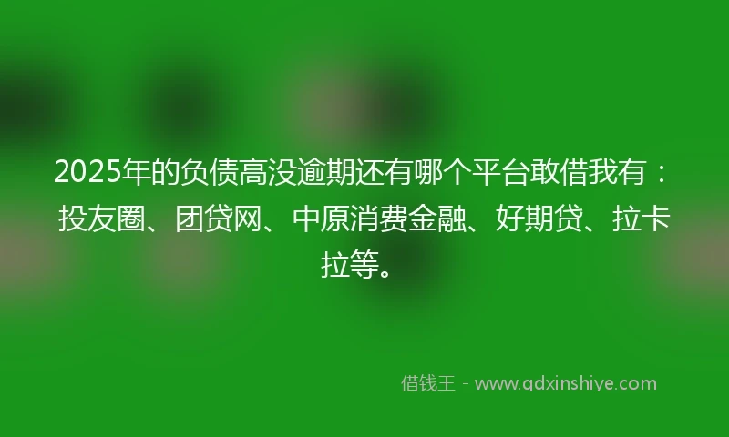 2025年的负债高没逾期还有哪个平台敢借我有：投友圈、团贷网、中原消费金融、好期贷、拉卡拉等。