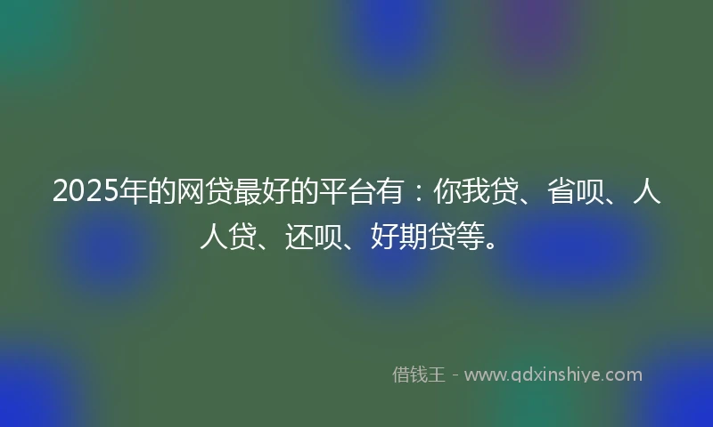 2025年的网贷最好的平台有：你我贷、省呗、人人贷、还呗、好期贷等。