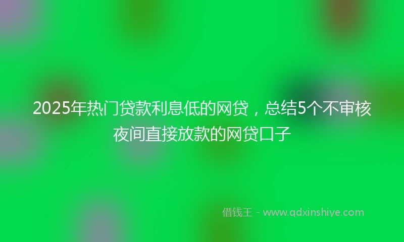 2025年热门贷款利息低的网贷，总结5个不审核夜间直接放款的网贷口子