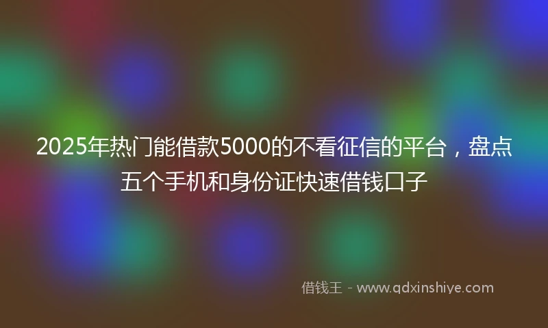 2025年热门能借款5000的不看征信的平台，盘点五个手机和身份证快速借钱口子