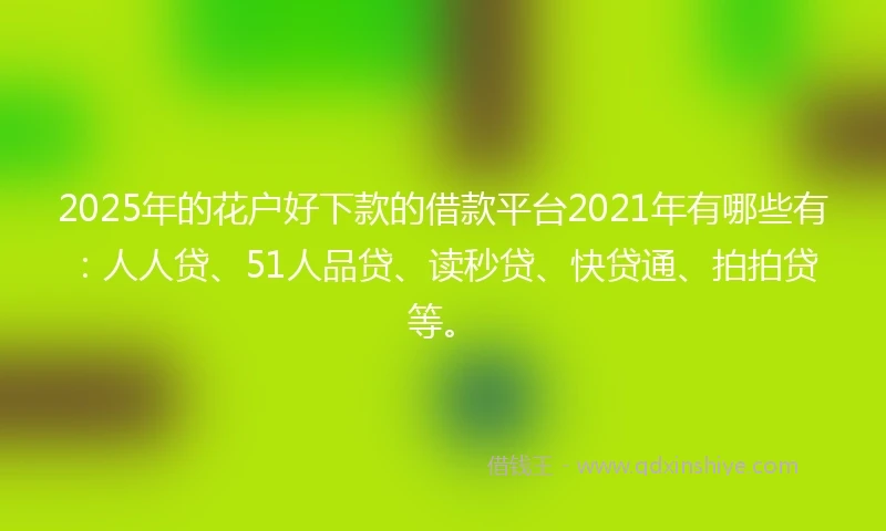 2025年的花户好下款的借款平台2021年有哪些有：人人贷、51人品贷、读秒贷、快贷通、拍拍贷等。