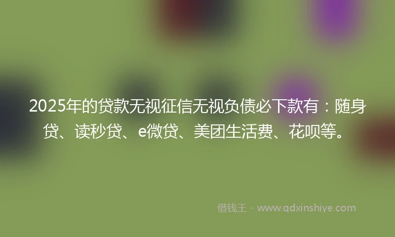 2025年的贷款无视征信无视负债必下款有:随身贷、读秒贷、e微贷、美团生活费、花呗等。