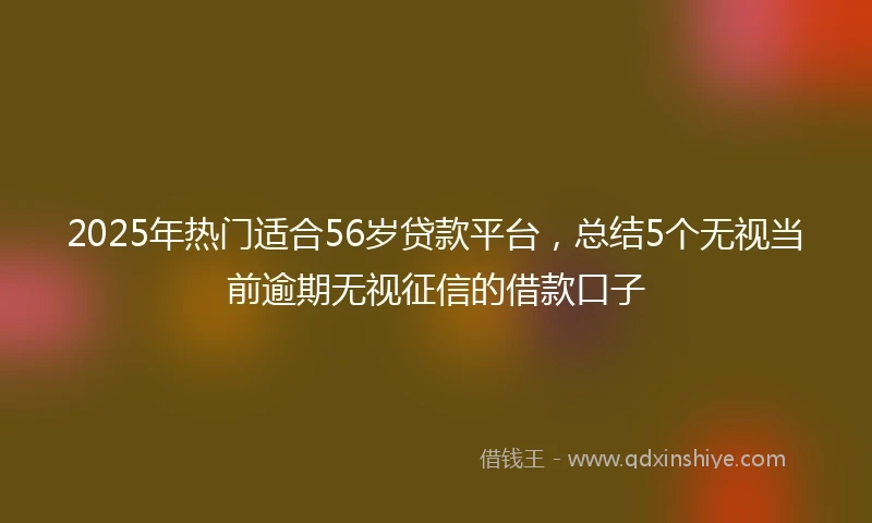 2025年热门适合56岁贷款平台，总结5个无视当前逾期无视征信的借款口子