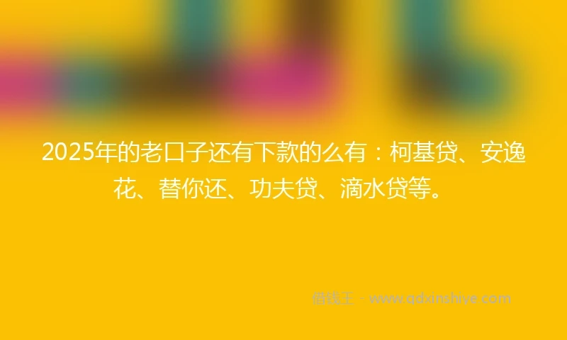2025年的老口子还有下款的么有：柯基贷、安逸花、替你还、功夫贷、滴水贷等。