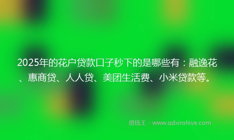 2025年的花户贷款口子秒下的是哪些有：融逸花、惠商贷、人人贷、美团生活费、小米贷款等。