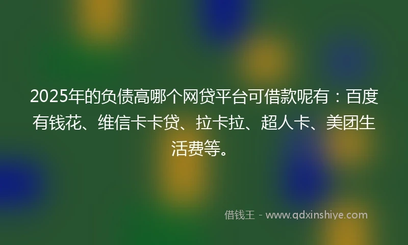 2025年的负债高哪个网贷平台可借款呢有：百度有钱花、维信卡卡贷、拉卡拉、超人卡、美团生活费等。