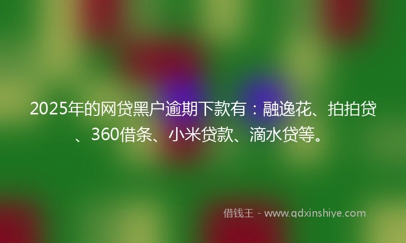 2025年的网贷黑户逾期下款有：融逸花、拍拍贷、360借条、小米贷款、滴水贷等。