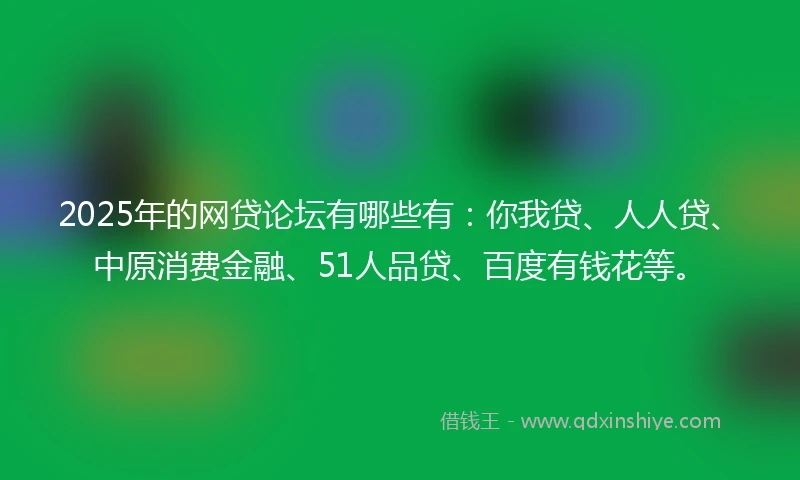 2025年的网贷论坛有哪些有：你我贷、人人贷、中原消费金融、51人品贷、百度有钱花等。