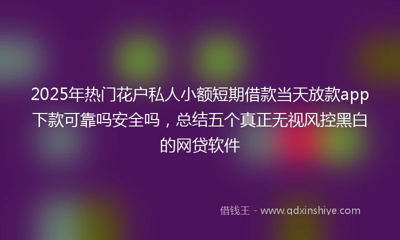 2025年热门花户私人小额短期借款当天放款app下款可靠吗安全吗，总结五个真正无视风控黑白的网贷软件