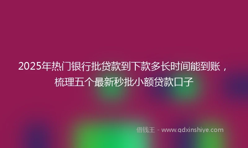 2025年热门银行批贷款到下款多长时间能到账，梳理五个最新秒批小额贷款口子