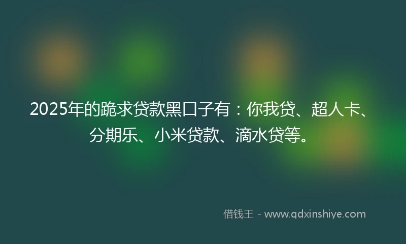 2025年的跪求贷款黑口子有：你我贷、超人卡、分期乐、小米贷款、滴水贷等。