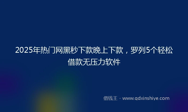 2025年热门网黑秒下款晚上下款，罗列5个轻松借款无压力软件