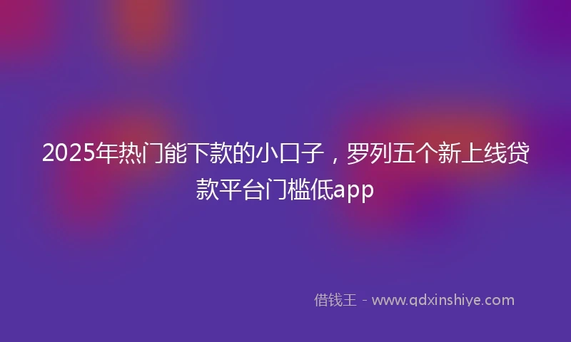 2025年热门能下款的小口子，罗列五个新上线贷款平台门槛低app