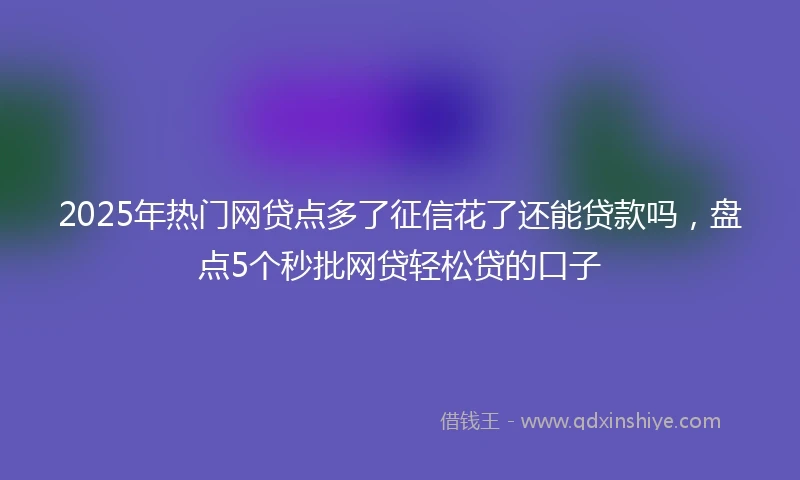 2025年热门网贷点多了征信花了还能贷款吗，盘点5个秒批网贷轻松贷的口子