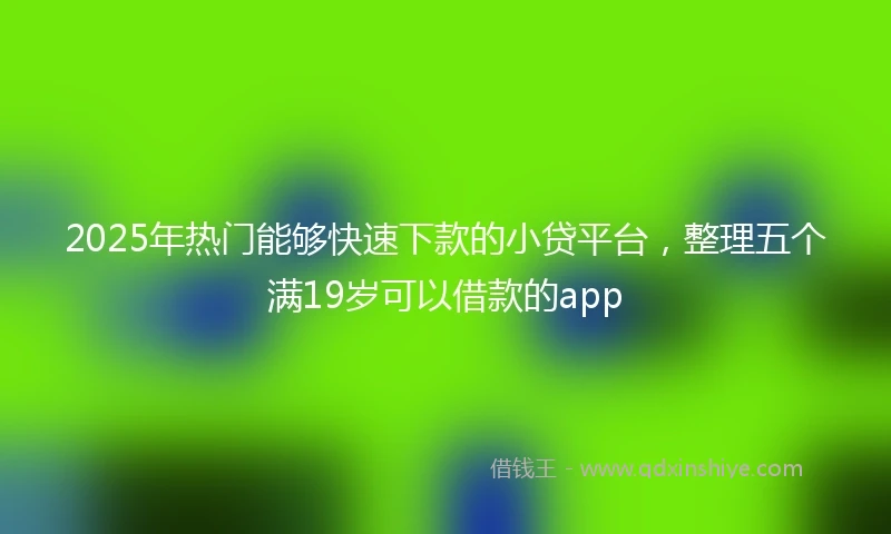 2025年热门能够快速下款的小贷平台，整理五个满19岁可以借款的app