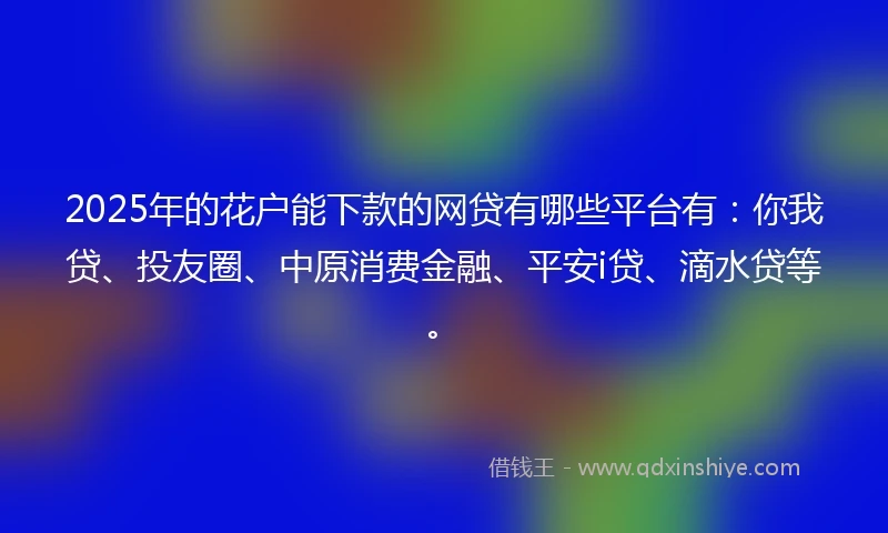 2025年的花户能下款的网贷有哪些平台有：你我贷、投友圈、中原消费金融、平安i贷、滴水贷等。