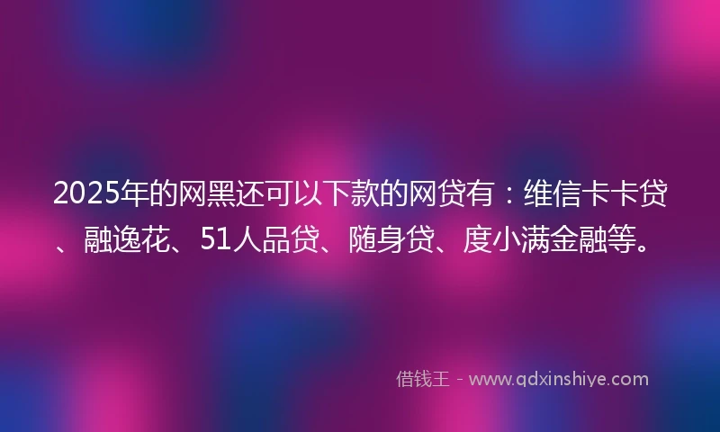 2025年的网黑还可以下款的网贷有：维信卡卡贷、融逸花、51人品贷、随身贷、度小满金融等。