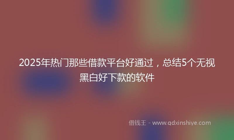 2025年热门那些借款平台好通过，总结5个无视黑白好下款的软件