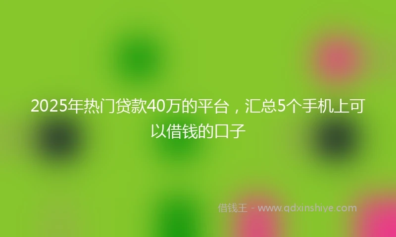 2025年热门贷款40万的平台，汇总5个手机上可以借钱的口子