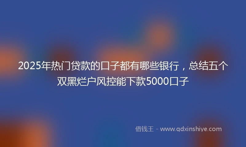 2025年热门贷款的口子都有哪些银行，总结五个双黑烂户风控能下款5000口子