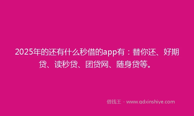 2025年的还有什么秒借的app有：替你还、好期贷、读秒贷、团贷网、随身贷等。