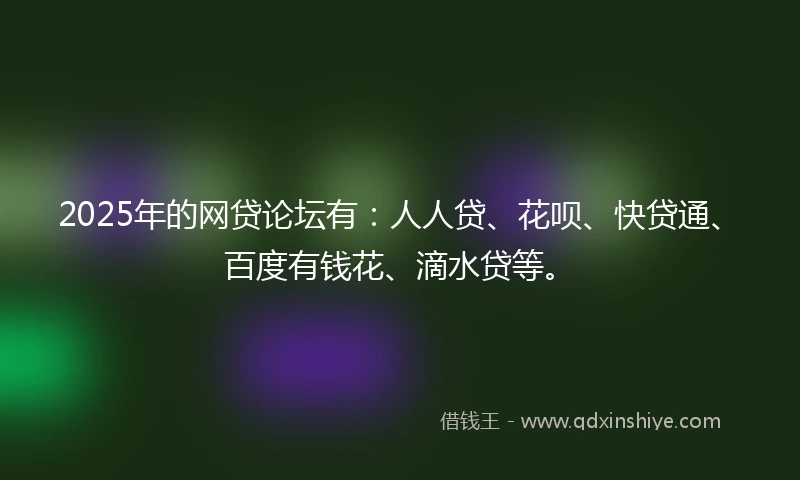 2025年的网贷论坛有：人人贷、花呗、快贷通、百度有钱花、滴水贷等。