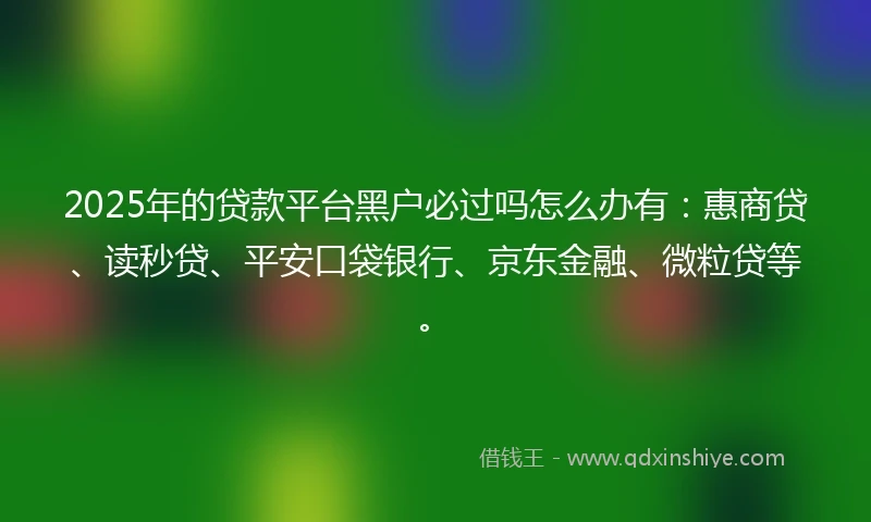 2025年的贷款平台黑户必过吗怎么办有：惠商贷、读秒贷、平安口袋银行、京东金融、微粒贷等。