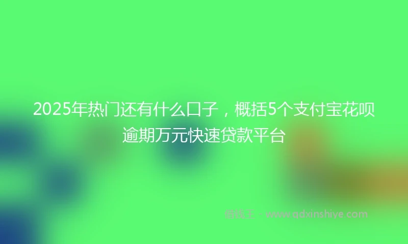 2025年热门还有什么口子，概括5个支付宝花呗逾期万元快速贷款平台