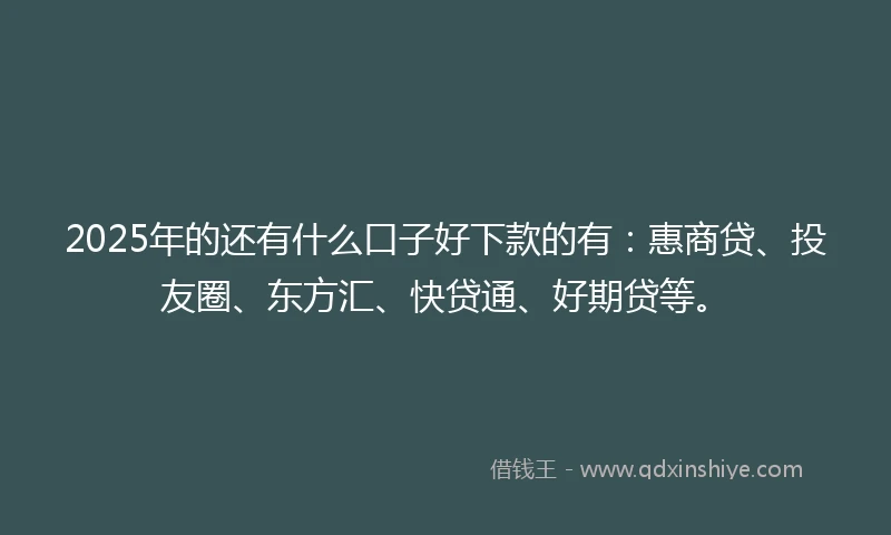 2025年的还有什么口子好下款的有：惠商贷、投友圈、东方汇、快贷通、好期贷等。