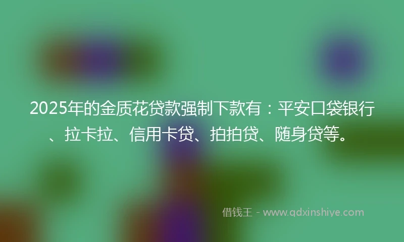 2025年的金质花贷款强制下款有：平安口袋银行、拉卡拉、信用卡贷、拍拍贷、随身贷等。
