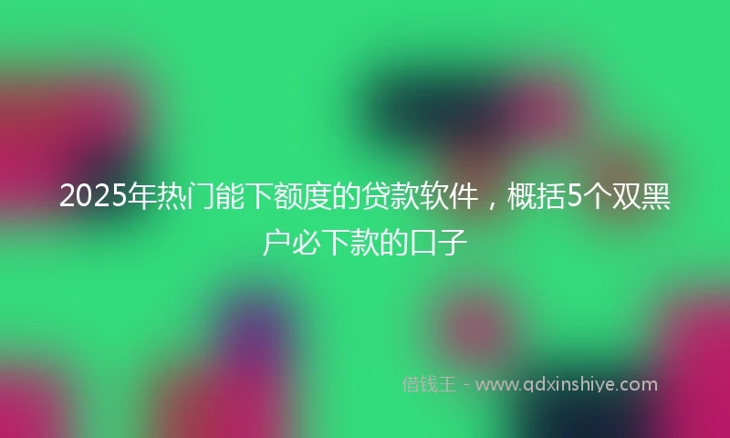 2025年热门能下额度的贷款软件，概括5个双黑户必下款的口子