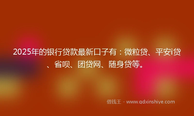 2025年的银行贷款最新口子有：微粒贷、平安i贷、省呗、团贷网、随身贷等。