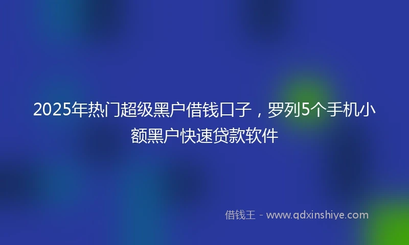 2025年热门超级黑户借钱口子，罗列5个手机小额黑户快速贷款软件