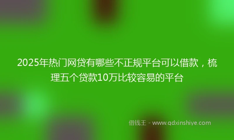2025年热门网贷有哪些不正规平台可以借款，梳理五个贷款10万比较容易的平台