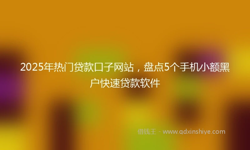 2025年热门贷款口子网站，盘点5个手机小额黑户快速贷款软件