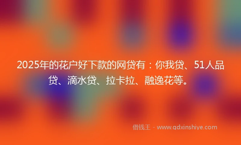 2025年的花户好下款的网贷有：你我贷、51人品贷、滴水贷、拉卡拉、融逸花等。